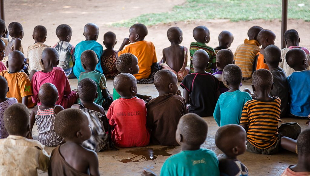 Children gathered together in the community